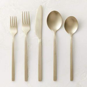 Parallel 20-Piece Brushed Black Flatware Set + Reviews | CB2