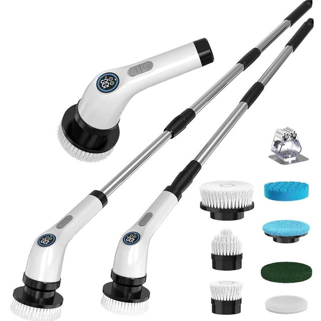 Electric Spin Scrubber Cleaning Bathroom: Shower Cleaner Brush, Cordless Power Scrubber for Tub Tile and Floor (Handle Length 50)