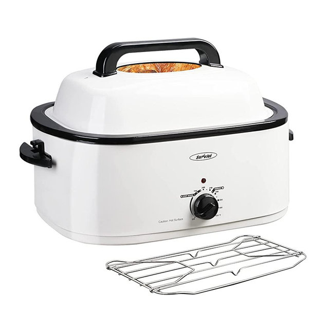 26 Quart Electric Roaster with Removable Pan, 30 LB Electric Turkey Roaster Oven with Visible & Self-Basting Lid,Large Roaster with Removable Pot and Cool-Touch Handles,White Body and White Lid
