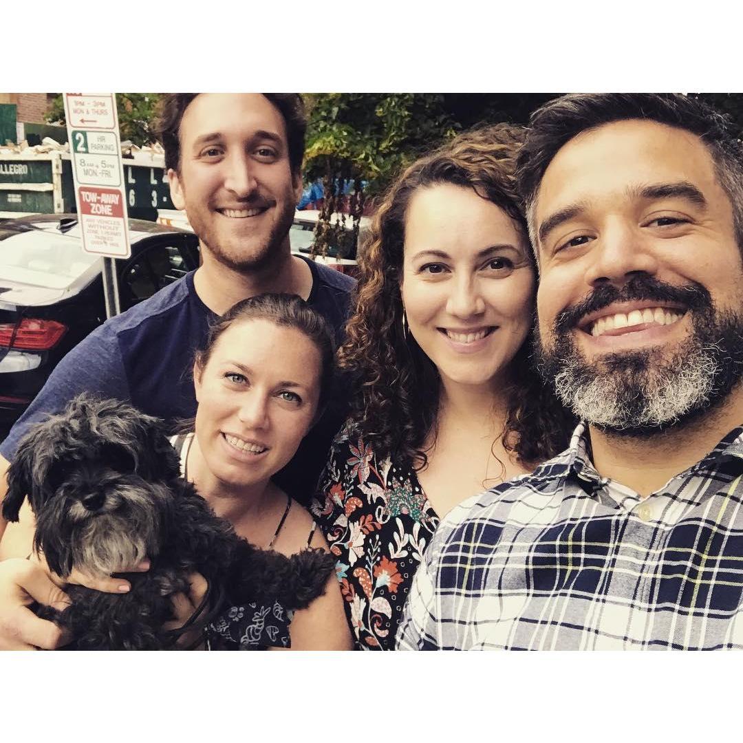 With our friends Alison and Michael... and dog sitting Gremmie!