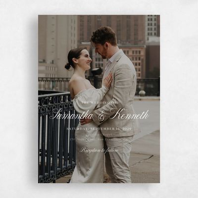 White Bordered Wedding Invitation - Thalia Photo