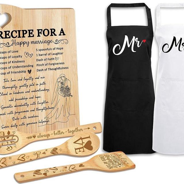 Wedding Gift for Couple 2024, Recipe for A Anniversary Marriage Cutting Board Mr and Mrs Gifts,Bridal Shower Gifts for Bride and Groom Engagement, Newlywed Bride o Be Gifts, Christmas His Her Gifts