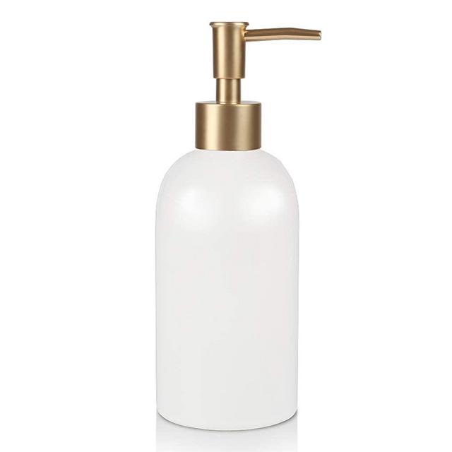 Natheeph 14OZ Ceramic Soap Dispenser Ceramic Soap Pump Dispenser Can Fill Liquid for Bathroom/Kitchen (White)