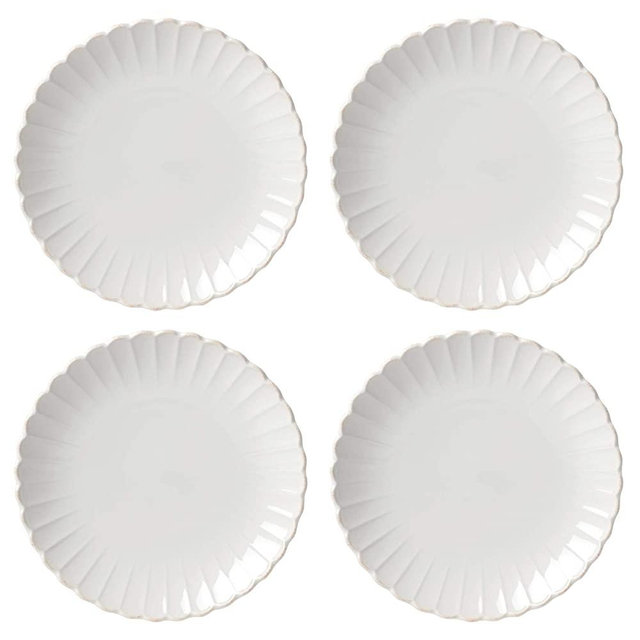 Lenox French Perle Scallop 4-Piece Dinner Plate Set, 7.40 LB, White