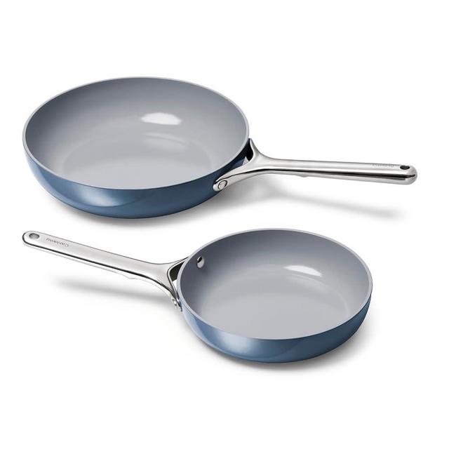 Caraway Fry Pan Duo - Nonstick Ceramic Frying Pan (8" & 10.5”) - Non Toxic, PTFE & PFOA Free - Oven Safe & Compatible with All Stovetops (Gas, Electric & Induction) - Navy