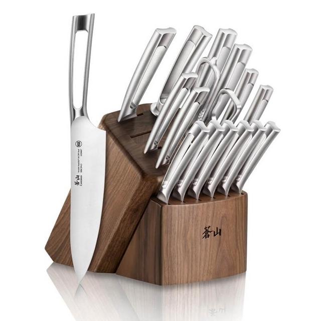 Cangshan TN1 Series 1021974 Swedish Sandvik 14C28N Steel Forged 17-Piece Knife Block Set, Walnut