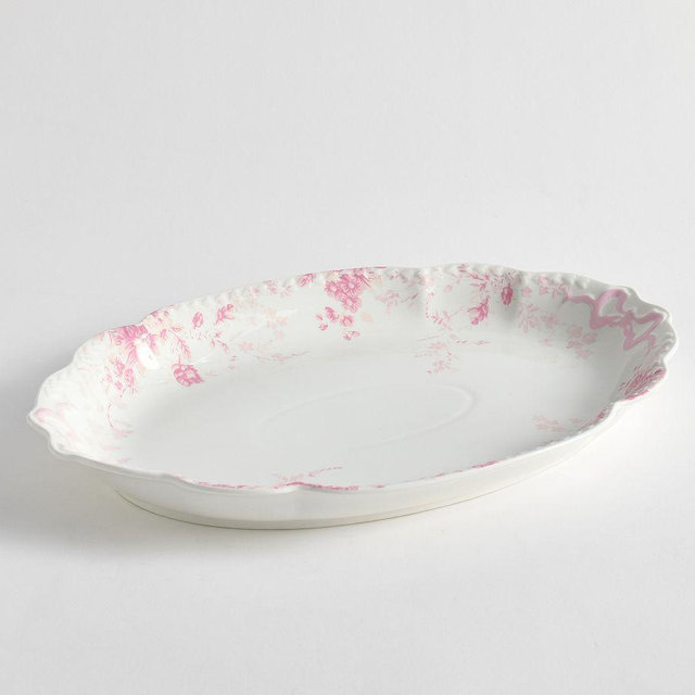 LoveShackFancy Floral Bow Serving Platter, Large - Pink/White