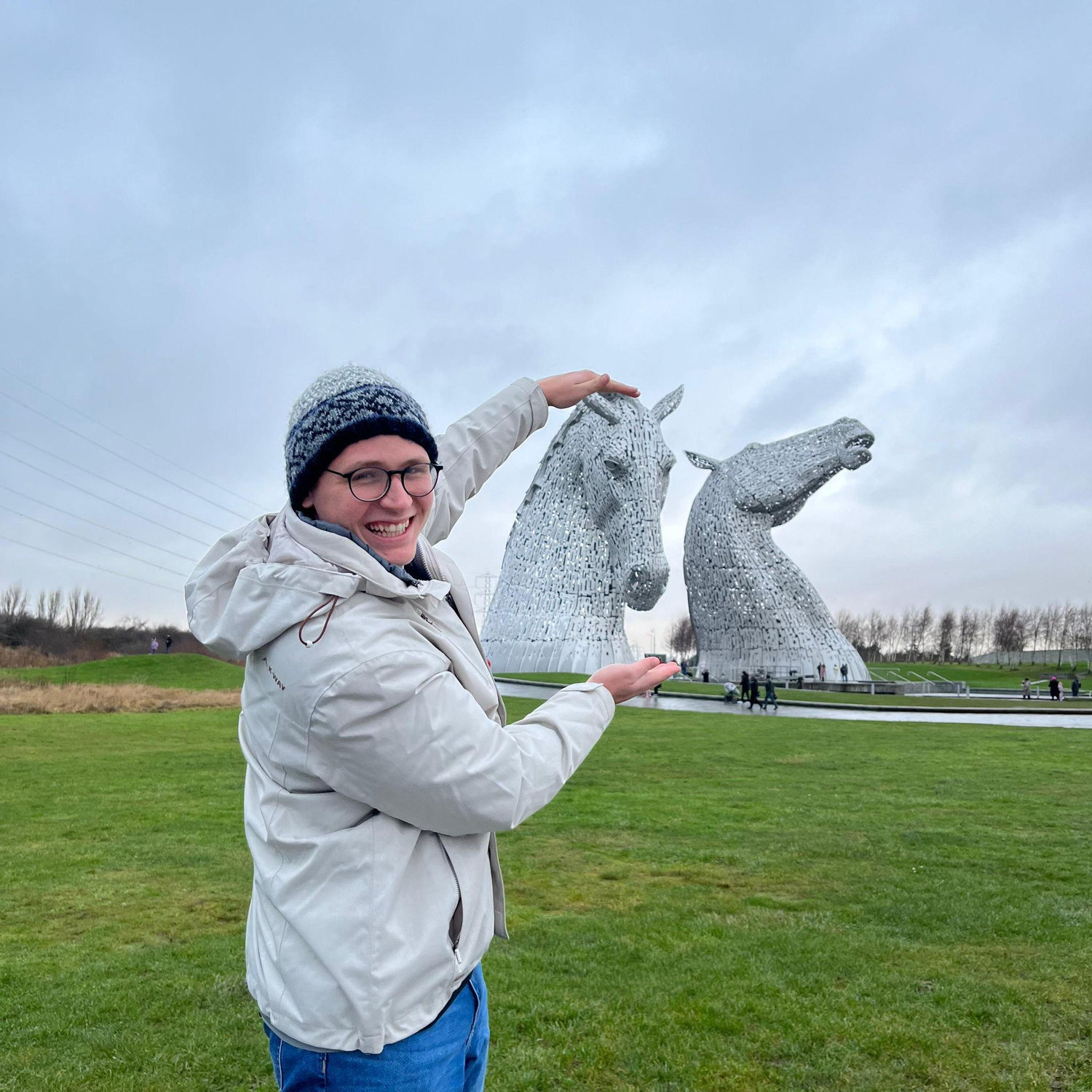 We visited the Kelpies. We reckon we could fit them in our backpacks.