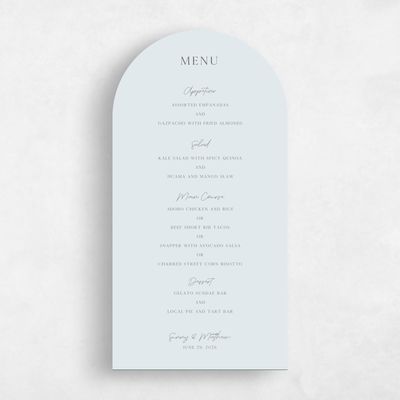 Blue Arch Wedding Menu - Clearwater