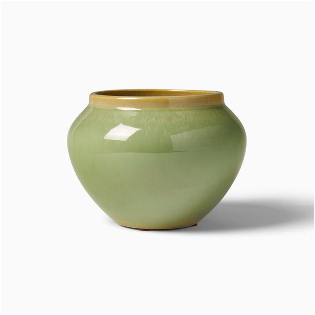 Glazed Ceramic Medium Tabletop Planter, Shellish Bright Kiwi