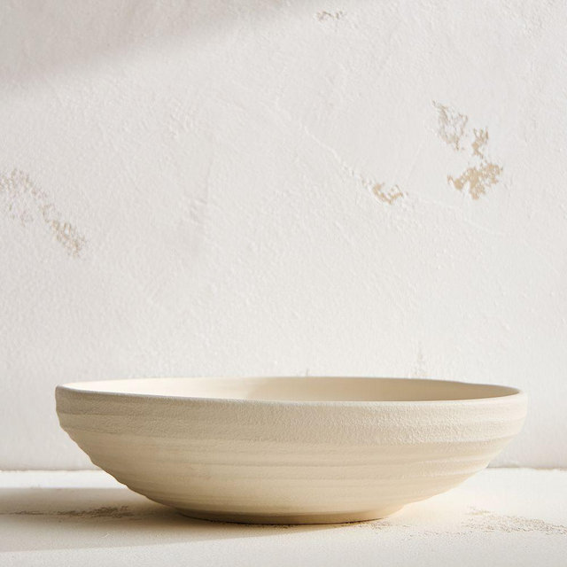 Ceramic Fluted Centerpiece Bowl, Alabaster, 16in