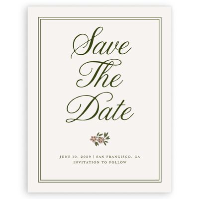 Darkest Olive, Beige Wedding Digital Save the Date - Cassie Portrait