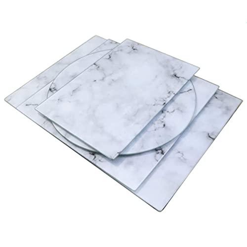 U HOME Glass Cutting Board Set of 4, Shape Variety Decorative Marble Cutting Board with Tempered Glass, for Kitchen
