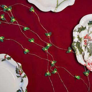 Botanical Christmas Holly String Lights