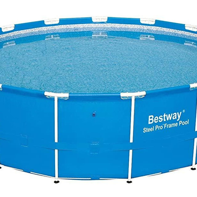 Bestway 12752E Steel Pro Above Ground Backyard Frame Pool for Kids & Adults, 15' x 48", Blue