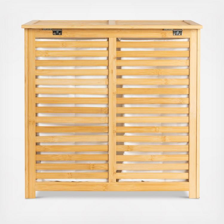 Household Essentials, Bamboo & Cotton Double Laundry Hamper | Zola