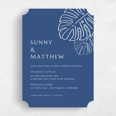 Blue Ticket Wedding Invitation - Morelos Portrait