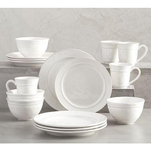 Cambria Dinnerware 16 Piece Set 10 3/4" Plate with Cereal Bowl, Stone