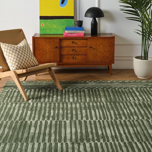 Revival Rugs Soloba 8'x10’ Machine Washable Area Rug for Living Room Bedroom - 100% Recycled Oeko-TEX Certified, Medium Pile, Green