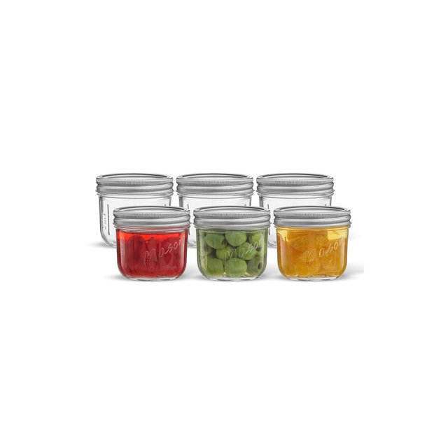 JoyJolt Wide Mason Jars with Airtight Lids, Labels and Measures - 8 oz - Set of 6