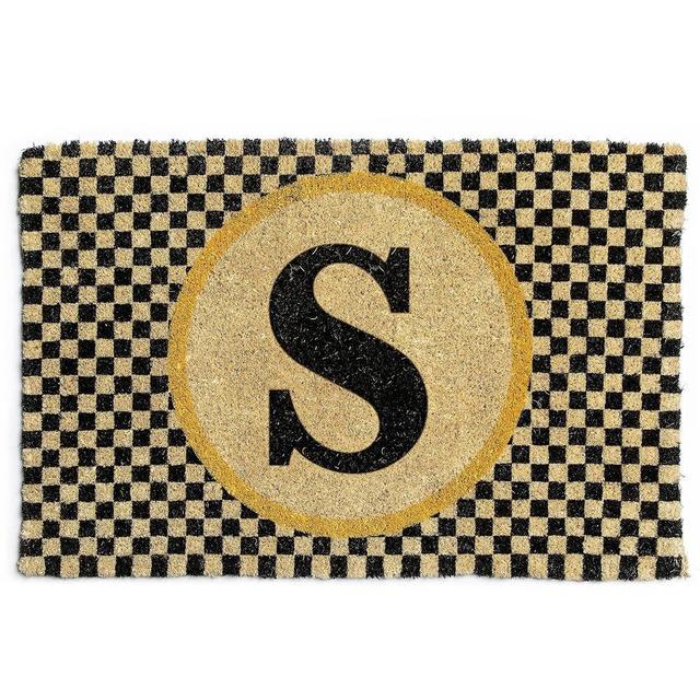 MACKENZIE-CHILDS Monogrammed S Entrance Mat, Monogram Welcome Mat, Indoor/Outdoor Front-Door Mat