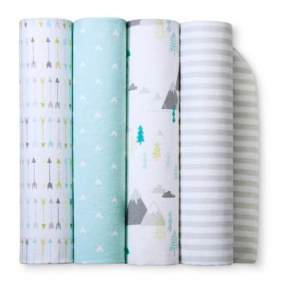 Flannel Baby Blankets Adventure Awaits 4pk - Cloud Island™ Light Blue