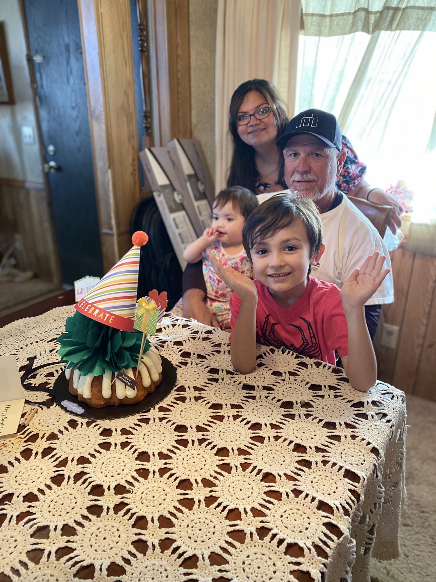 Kalob, Josephine, Kevin and Eidi celebrating Kevin’s birthday