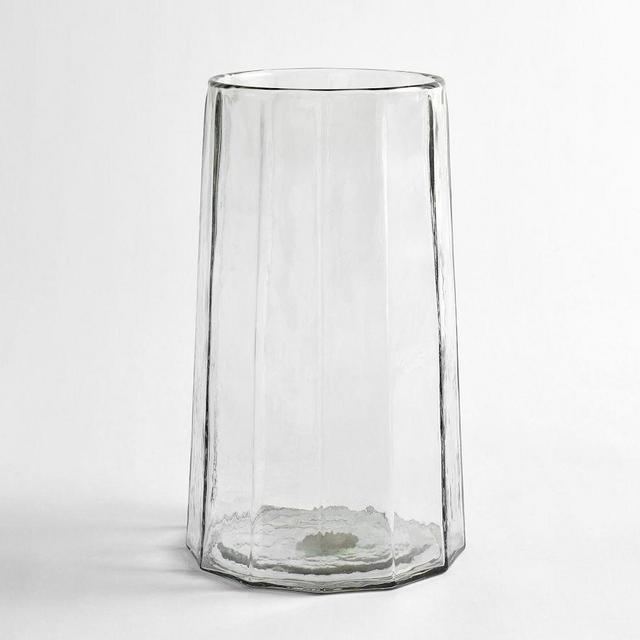 Hammered Café Recycled Hurricane Candleholder, Large, 13.75"H - Clear