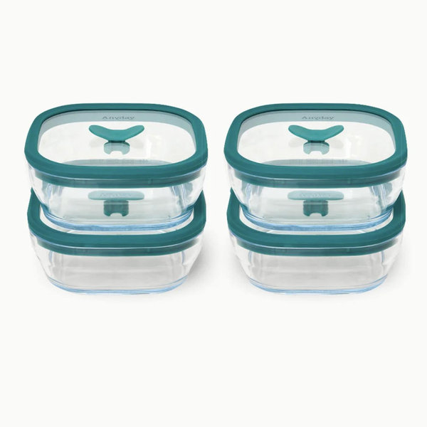 Glass Square Dish (4-Pack - Clear/Kale)