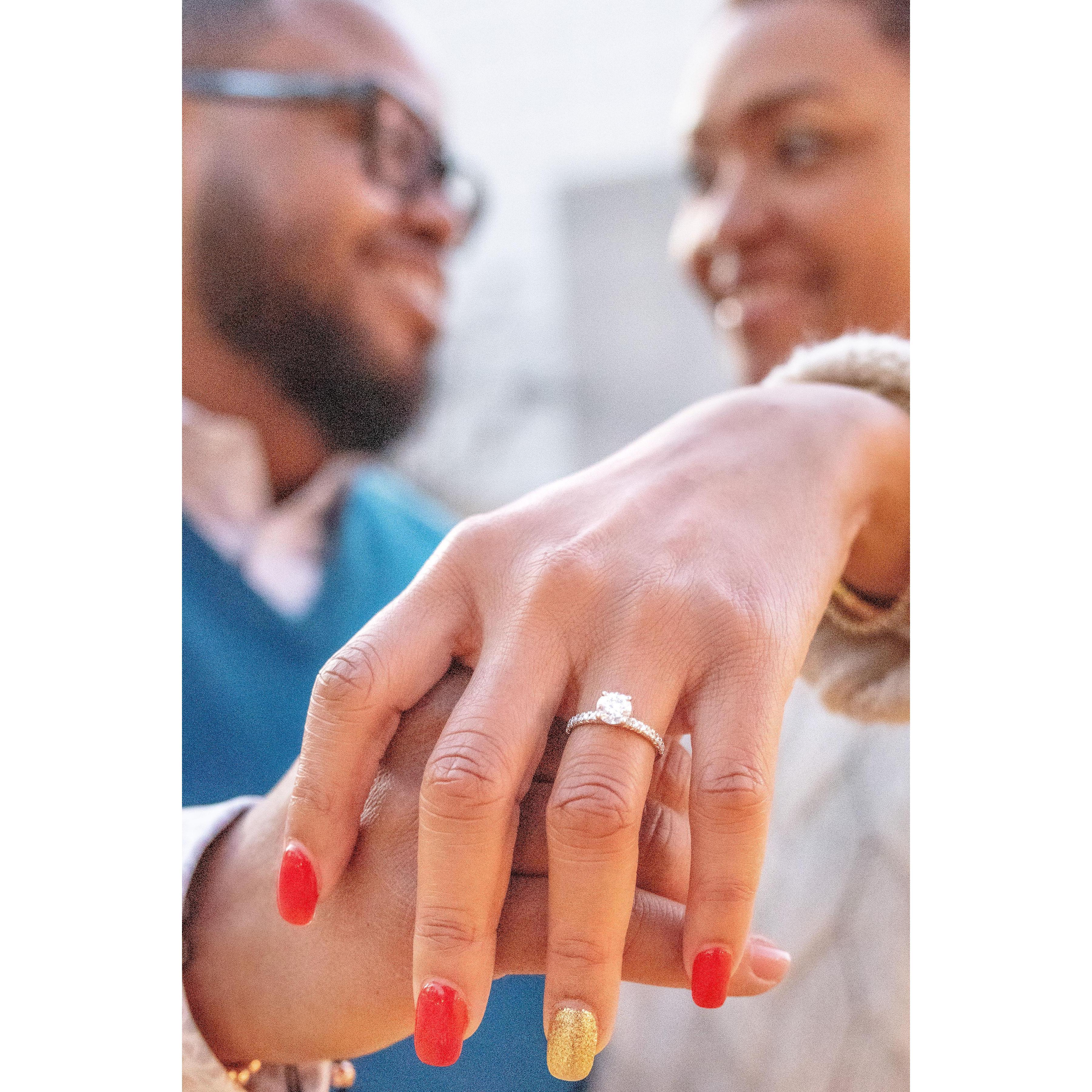 Our first photo as an engaged couple