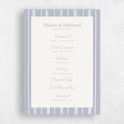 Blue Wedding Program - Coastal
