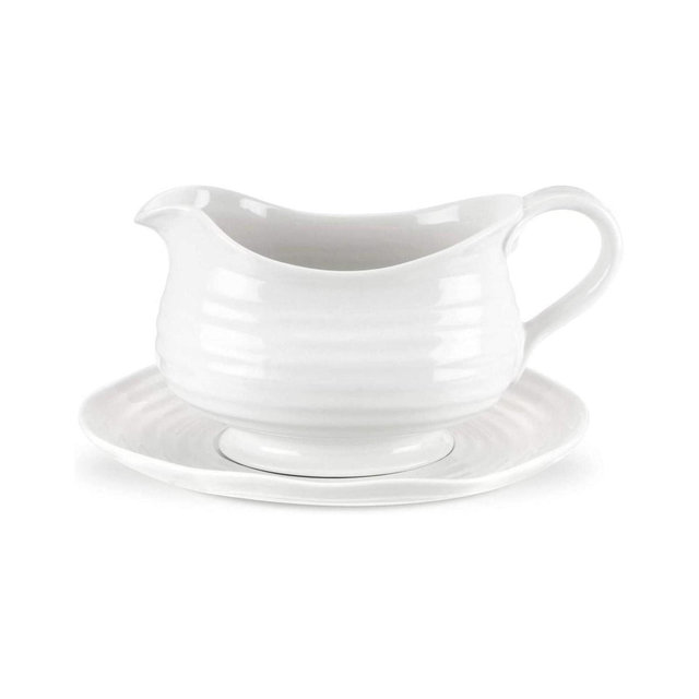 Portmeirion Sophie Conran White Gravy Boat and Stand,1 Pint