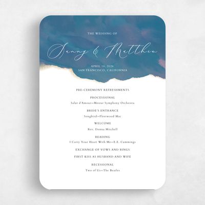 Blue Rounded Wedding Program - Opaline