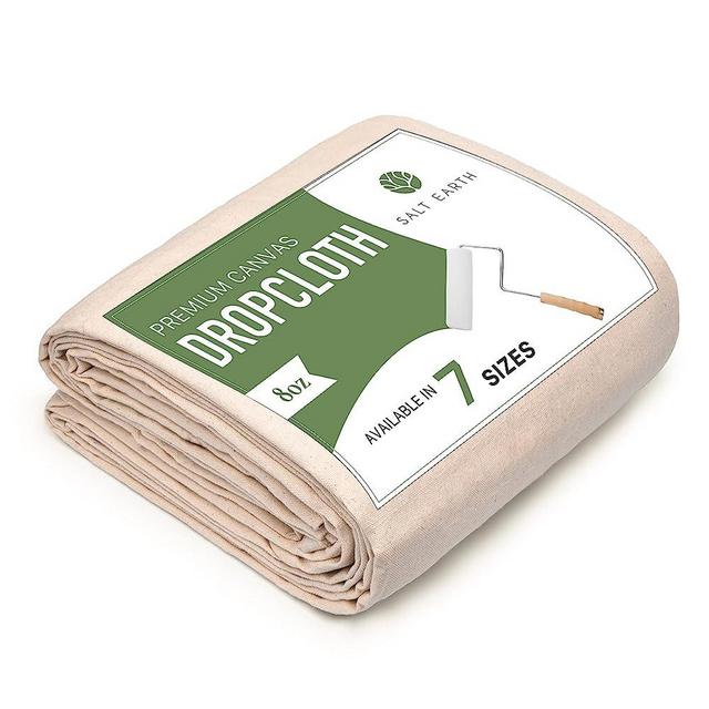 Salt Earth Canvas Drop Cloth Reusable Cloth for Outdoor and Indoor use 100% Recycled Cotton Nature Friendly, All purpose Washable Cotton Canvas Cover for Painters Floor & Furniture Protection(4x15 ft)