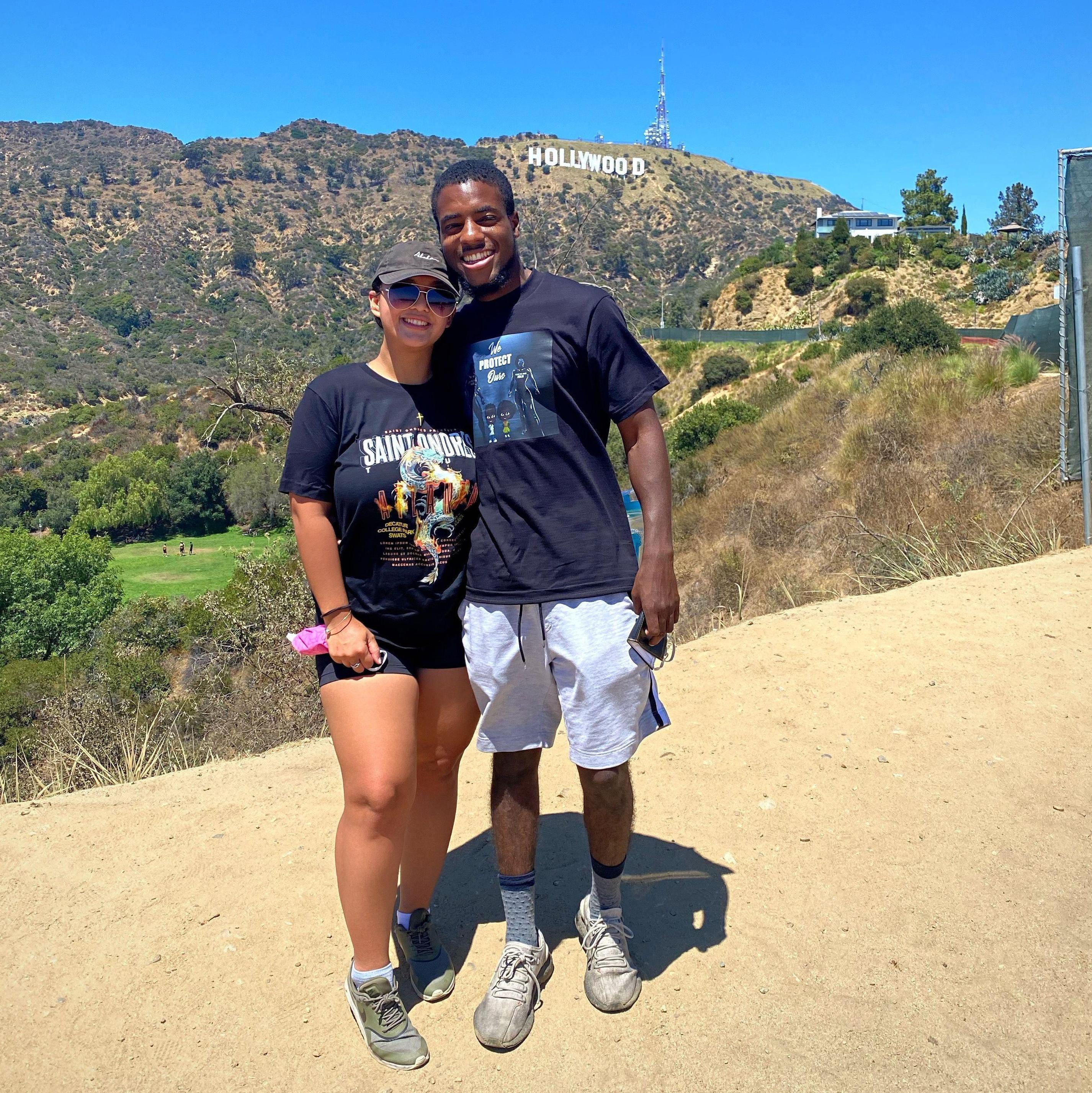 Hiking in California at the Hollywood sign