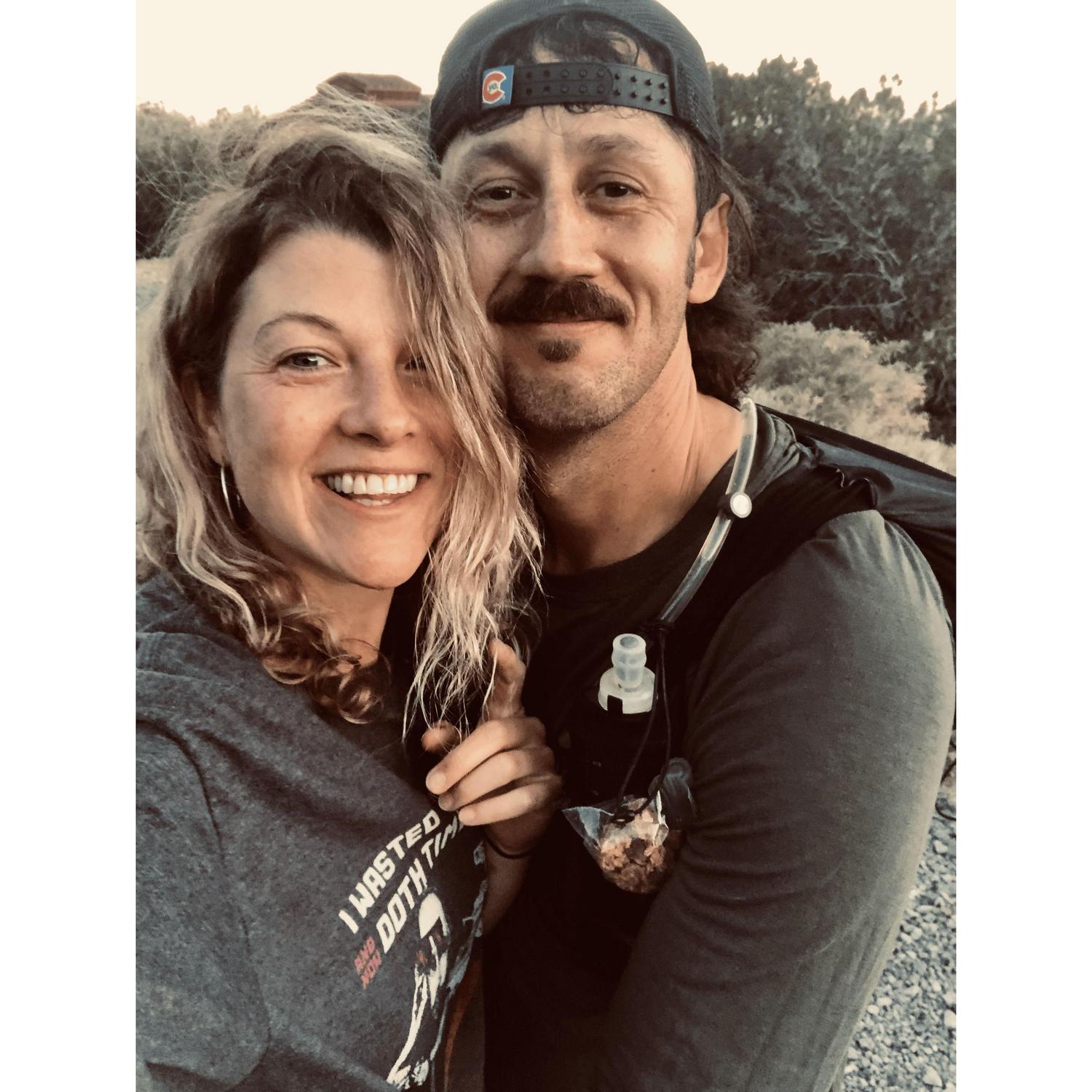 The first big mountain run Alaina dropped James off before. Right after this, he ran the entirety of the Sandia Crest Trail! It was early, she was sleepy, and he was excited and nervous. Great memory