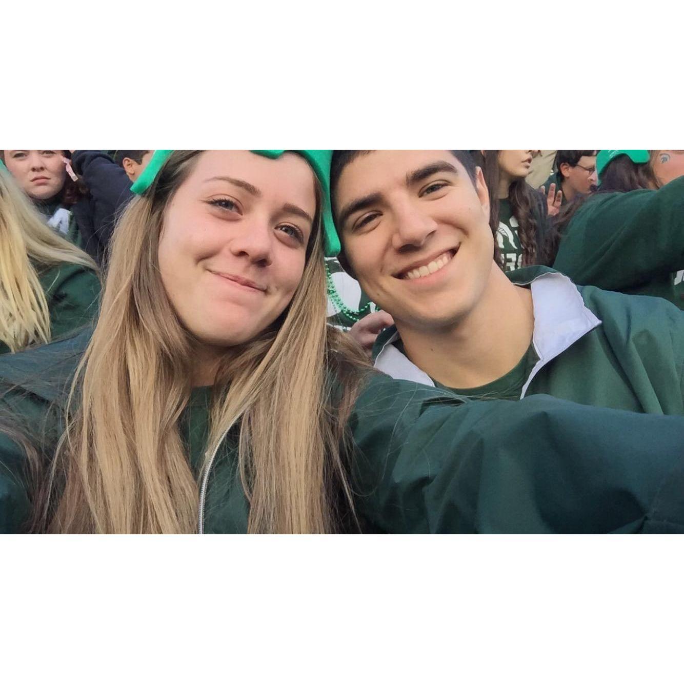 In the student section at a football game!