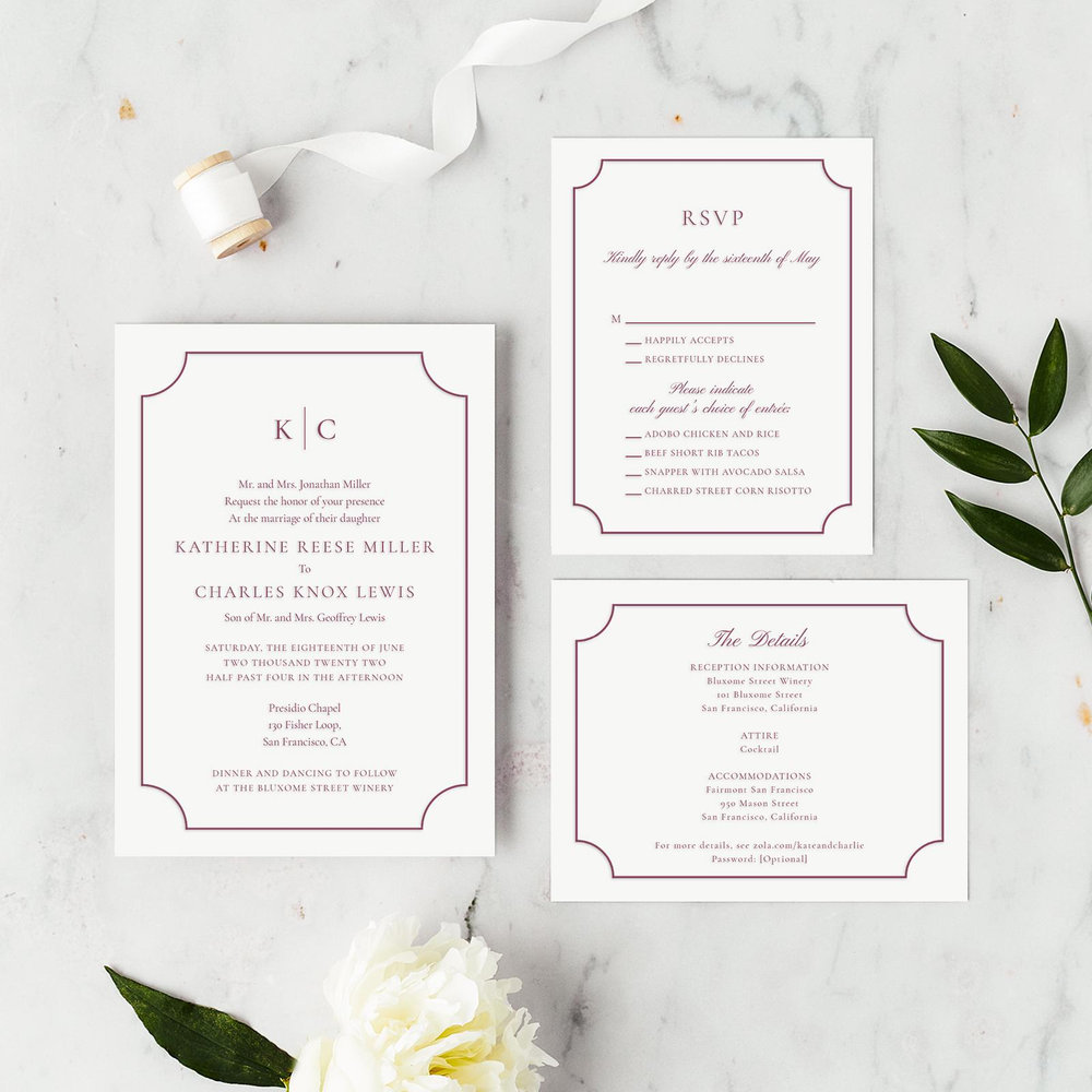 Blake Frame Letterpress | Black | Zola Wedding Invitations