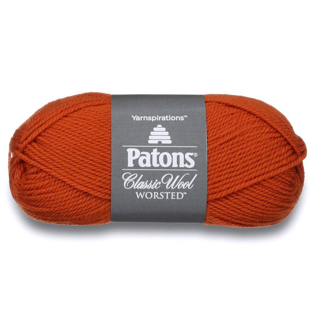 Patons Classic Wool Yarn, 3.5oz, Gauge 4 Medium, 100% Wool Pumpkin - For Crochet, Knitting & Crafting