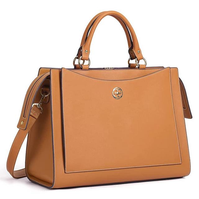 Missnine Laptop Tote Bag 15.6 inch for Women PU Leather Computer Handbag Large Work Shoulder Bag Professional Briefcase