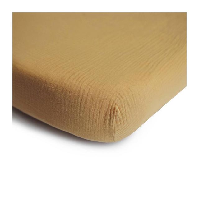 Mushie Extra Soft Muslin Crib Fitted Sheet - Fall Yellow