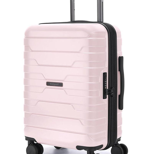 BAGSMART Carry On Luggage 22x14x9 Airline Approved with Spinner Wheels,Lightweight 20 Inch Luggage with TSA Lock,Expandable Hard Shell Carry On Suitcases for Men Women,Pink