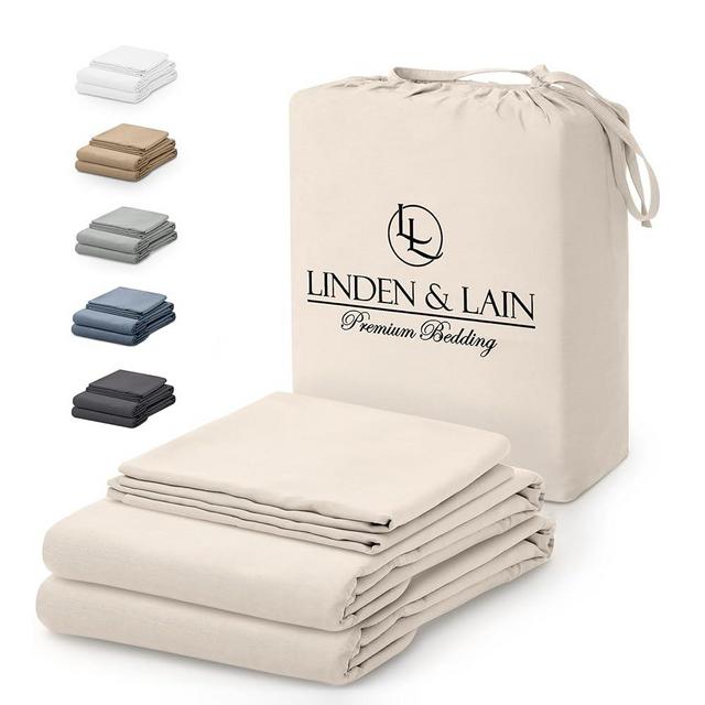 Linden & Lain Luxury King Size Bed Sheet Set | Organic Ultra Soft Bed Sheets | Viscose Derived from Bamboo | Microfiber | 18" Deep Pocket with Upgraded Elastic | Best Cooling Technology | Ivory