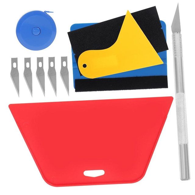 VILLCASE 1Set Wallpaper Smoothing Tool Dual Sided Scraper Kit with Roller Measuring Tape for Easy Wall Application for Wallpaper Installation and Film Tinting