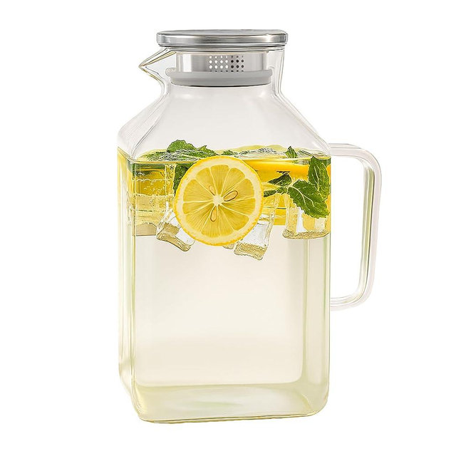 Hannadepot Glass Pitcher, 3.6L/122 oz Glass Water Pitcher with Lid and Spout, Heat/Cold Resistant Borosilicate Glass Water Carafe for Coffee, Juice and Homemade Beverage (TG06)