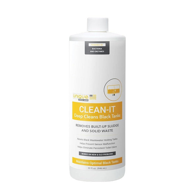 Unique Clean-It RV Black Tank Deep Cleaner Liquid - Effectively Resets Dirty RV Black Tanks - Eliminates Odors and Waste (32 oz)