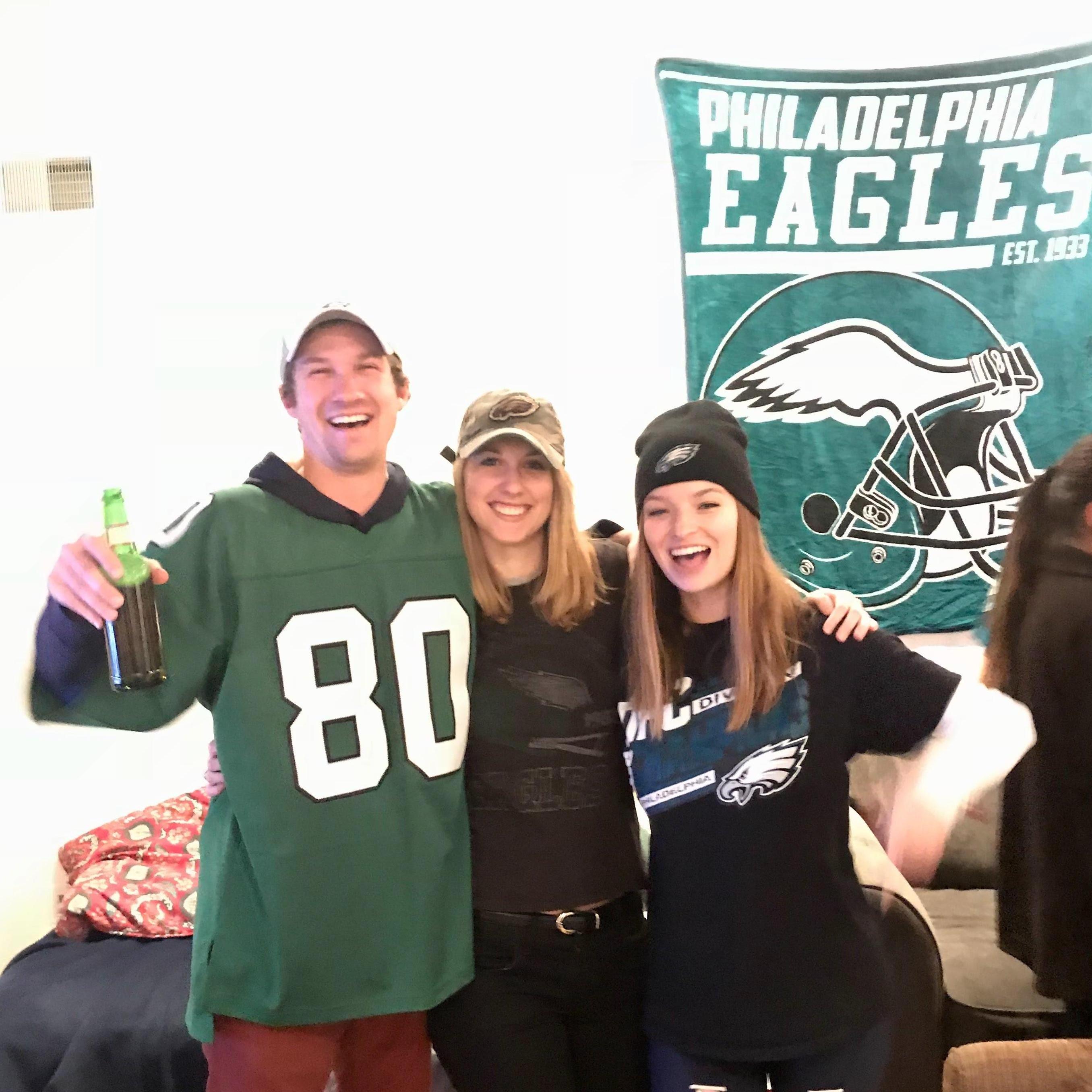 Emily turning Austin into an Eagles fan. January 2018