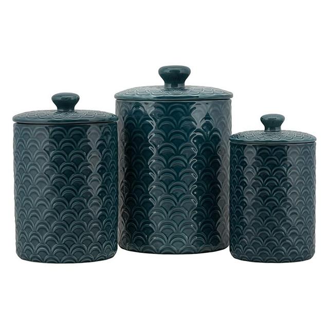 10 Strawberry Street Kitchen Canister Set, 3 Piece, Ocean Navy