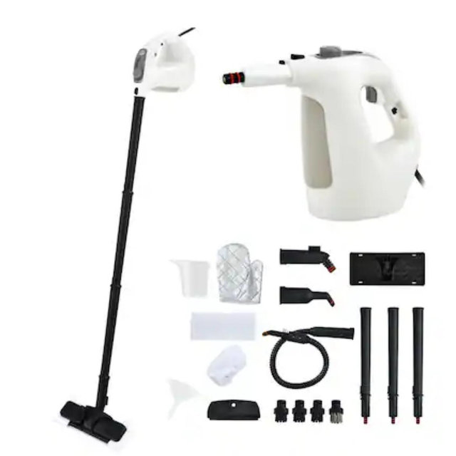Costway - 1400W Multipurpose Pressurized Steam Cleaner Mop W/ 17 Pieces Accessories - Gray