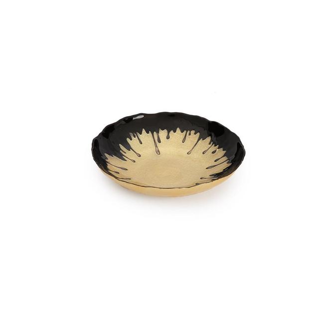 Classic Touch 11.75"D Black Dipped Gold Salad Bowl